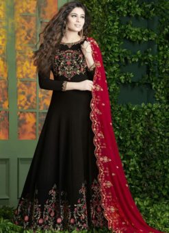 Elegant Black Georgette Embroidered Wrok Designer Anarkali Salwar Kameez