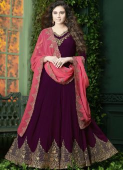 Charming Purple Georgette Embroidered Work Designer Anarkali Salwar Kameez