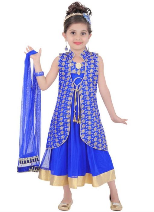 Beautiful Blue Net Designer Embroidered Work Readymade Suit