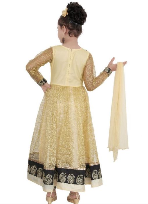 Adorable Cream Net Embroidered Work Party Wear Readymade Suit