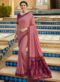 Attractive Navy Blue Silk Zari Print Designer Wedding Saree