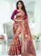 Marvellous Grey Silk Zari Print Designer Saree