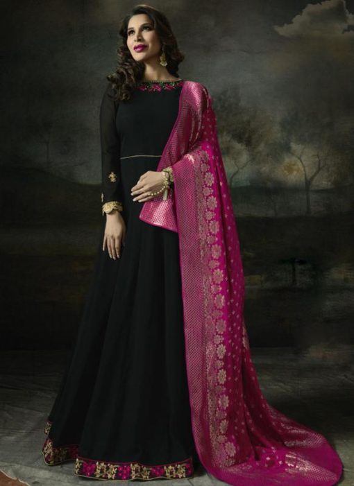 Stylish Black Georgette Designer Anarkali Salwar Kameez