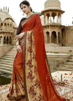 Attractive Orange Silk Designer Wedding Saree