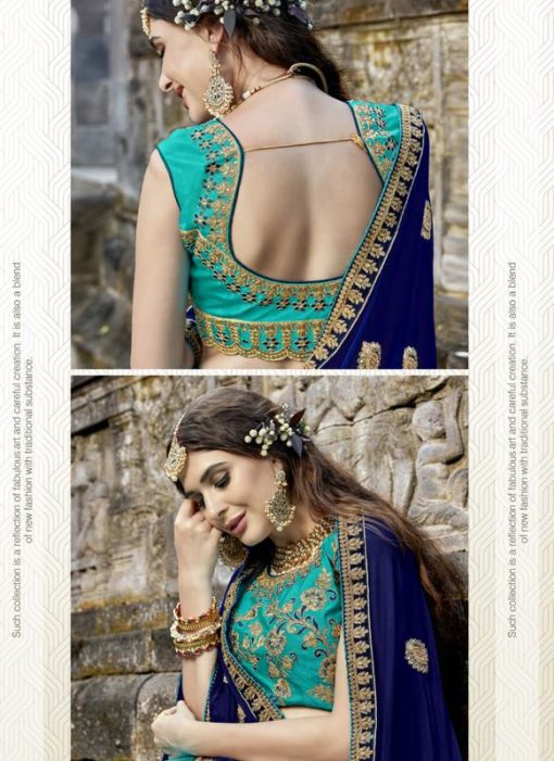 Elegant Turquoise Blue Silk Designer Embroidered Work Lehenga Choli