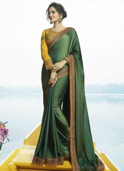 Amazing Green Silk Designer Party Wear Saree
