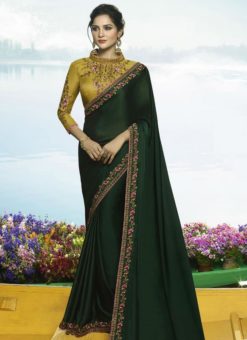 Wonderful Green Silk Designer Party Wear Saree