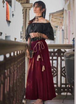 Beautiful Pair Black And Maroon Colored Off Shoulder Top