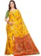 Appealing Green Cotton Silk Zari Print Maharashtrian Nauvari Readymade Saree