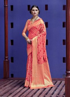 Latest Indian Women's  Pink Patola Silk Saree