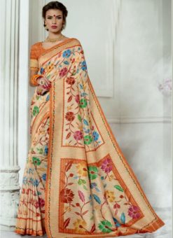 Multicolor Silk Digital Printed Casual Saree