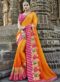 Elegant Orange Silk Designer Party Wear Saree