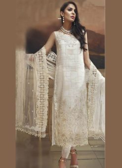 Piquant White Georgette Embroidered Work Designer Pakistani Salwar Kameez