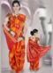 Stunning Orange Cotton Silk Zari Print Maharashtrian Nauvari Readymade Saree