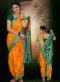 Opulent Orange Cotton Silk Zari Print Maharashtrian Nauvari Readymade Saree