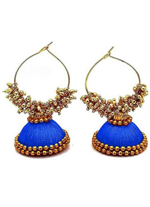 Amazing Blue Thread And Moti Work Traditional Handmade Earings
