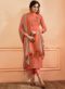 Luxurious Peach Silk Designer Party Wear Straight Salwar Kameez