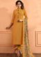 Marvellous Yellow Silk Party Wear Designer Straight Salwar Kameez