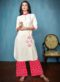 Off White And Blue Rayon Cotton Printed Casual Wear Salwar Kameez