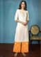 Off White And Red Rayon Cotton Printed Casual Wear Salwar Kameez