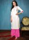 Off White And Purple Rayon Cotton Printed Casual Wear Salwar Kameez