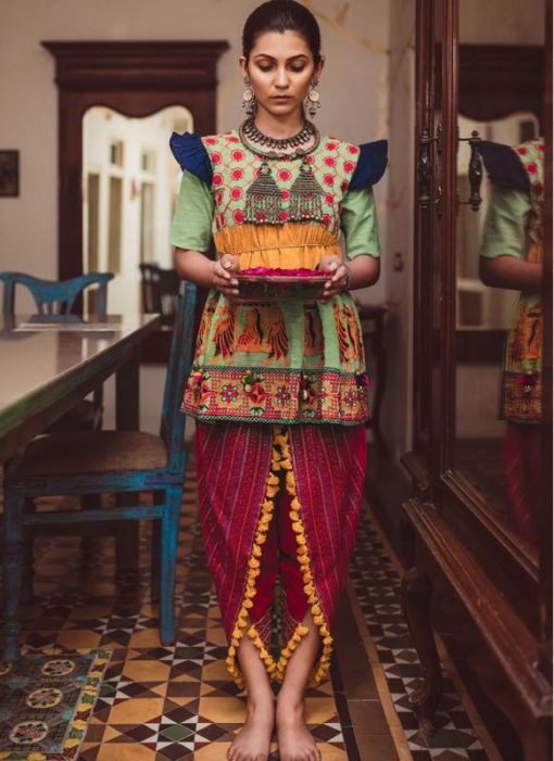 Splendid Green Khadi Embroidered Work Traditional Kediya Suit