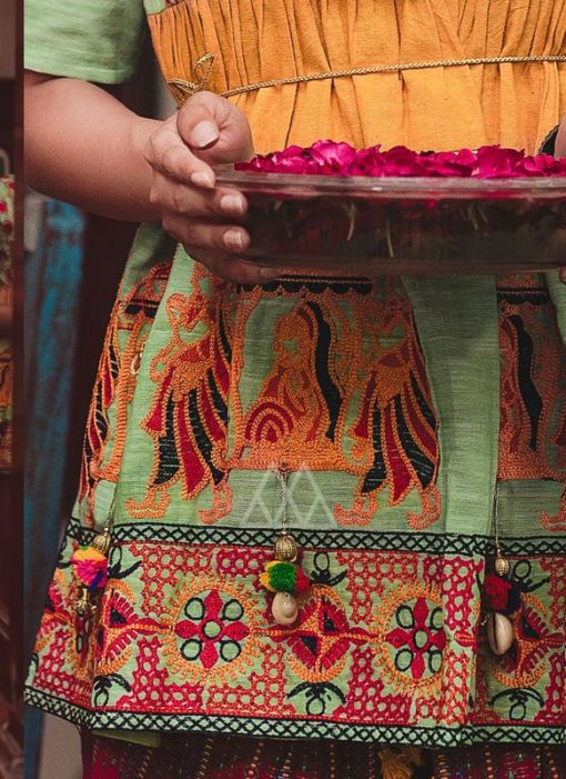 Splendid Green Khadi Embroidered Work Traditional Kediya Suit