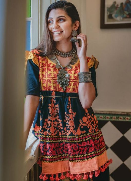 Lovable Black Khadi Embroidered Work Traditional Kediya Suit