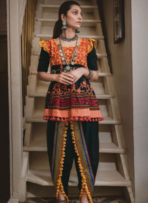 Lovable Black Khadi Embroidered Work Traditional Kediya Suit