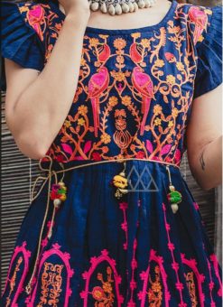 Excellent Royal Blue Khadi Embroidered Work Traditional Kediya Suit