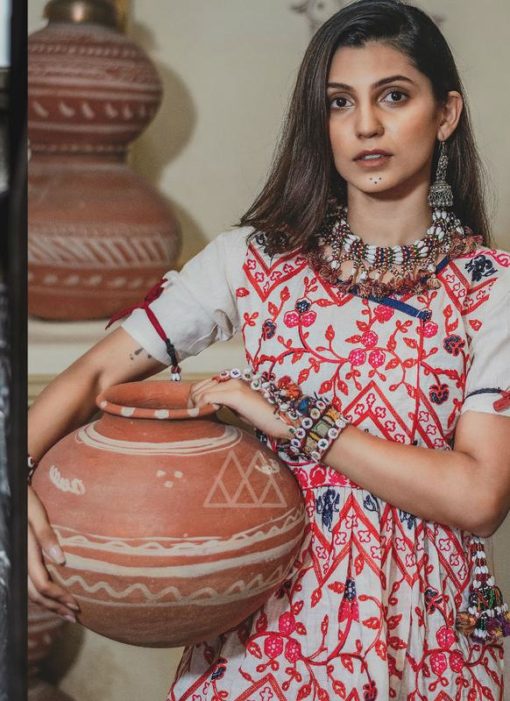 Charming Off White Khadi Embroidered Work Traditional Kediya Suit