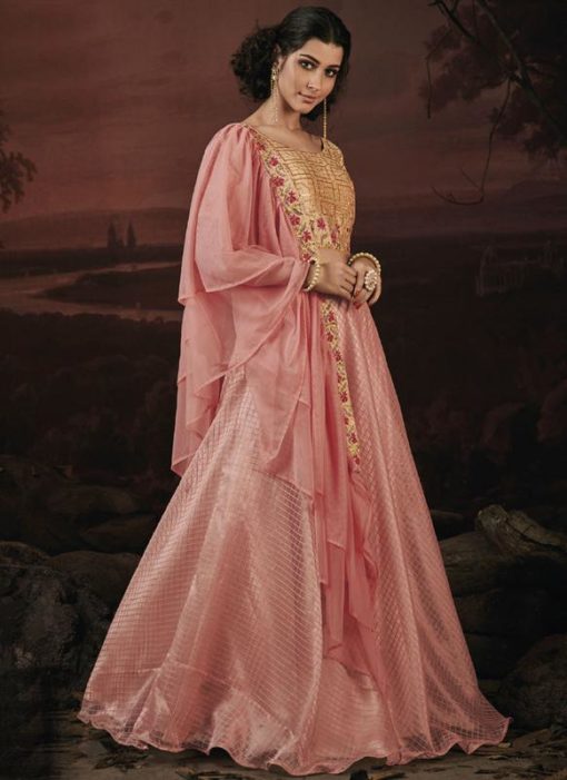 Appealing Rose Pink Satin Silk Designer Semi Stitched Lehenga Choli