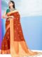 Adorable Pink And Orange Silk Zari Print Designer Saree