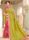 Amazing Orange And Green Silk Zari Print Designer Saree