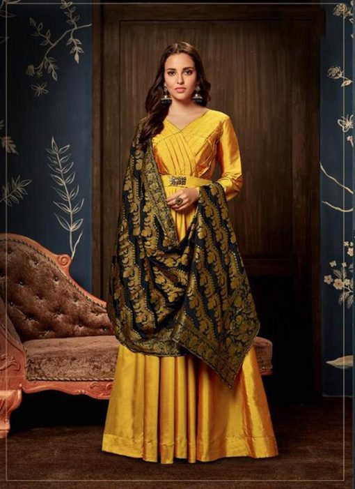 Gowns - Indian Evening Gowns For Party - Yellow Gowns