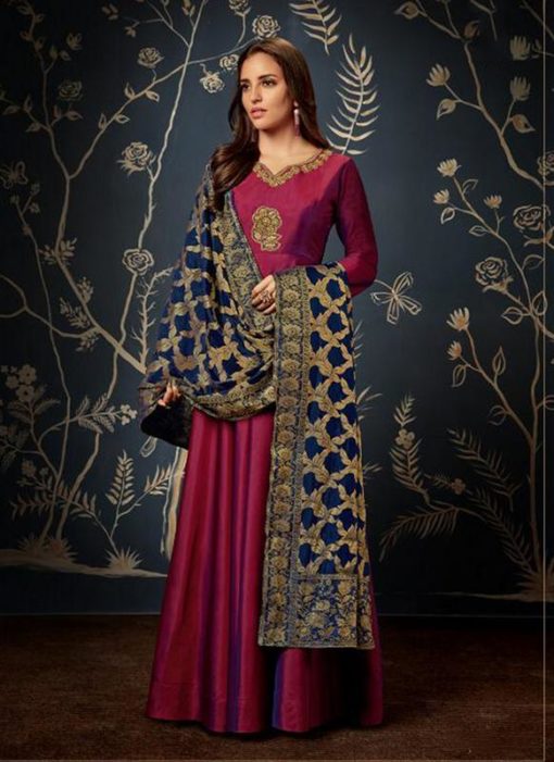 Gowns - Indian Evening Gowns For Party Maroon Color Gowns