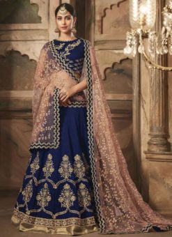 Renowned Royal Blue Banarasi Silk Embroidered Work Designer Wedding Lehenga Choli