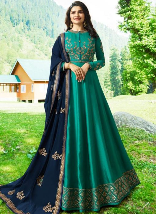 Beautiful Green Georgette Embroidered Work Designer Anarkali Salwar Kameez