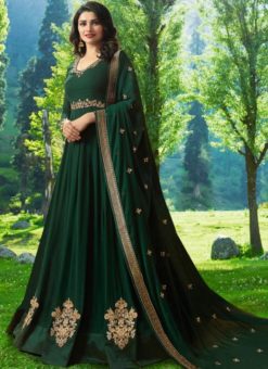 Pleasant Green Georgette Embroidered Work Designer Anarkali Salwar Kameez