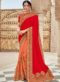 Pleasant Green And Orange Jacquard Silk Designer Saree
