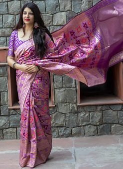Memorable Purple Art Silk Zari Weaving Traditional Saree