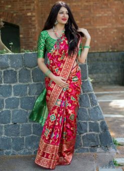 Lovely Red Art Silk Zari Weaving Traditional Saree