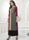Winsome Cream And Black Rayon Thread Work Party Wear Kurti
