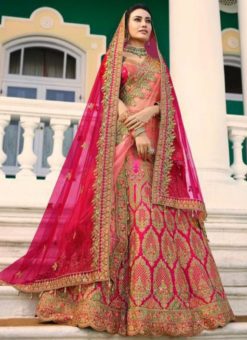 Magnificent Pink Silk Embroidered Work Designer Wedding Lehenga Choli