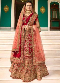 Lovely Red Silk Embroidered Work Designer Wedding Lehenga Choli