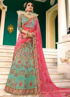 Amazing Sea Green Silk Embroidered Work Designer Wedding Lehenga Choli