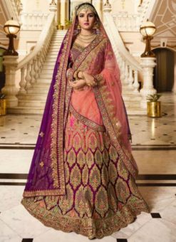 Beautiful Magenta And Pink Silk Embroidered Work Designer Wedding Lehenga Choli