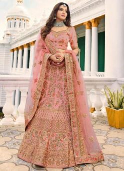 Awesome Baby Pink Silk Embroidered Work Designer Wedding Lehenga Choli