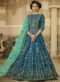Lavish Blue Silk Embroidered Work Designer Wedding Anarkali Salwar Kameez