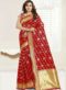 Beautiful Maroon Banarasi Silk Zari Work Wedding Saree